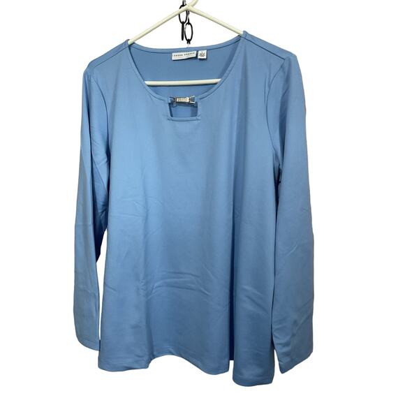 NEW Susan Graver Top Size Large Blue - Picture 1 of 9